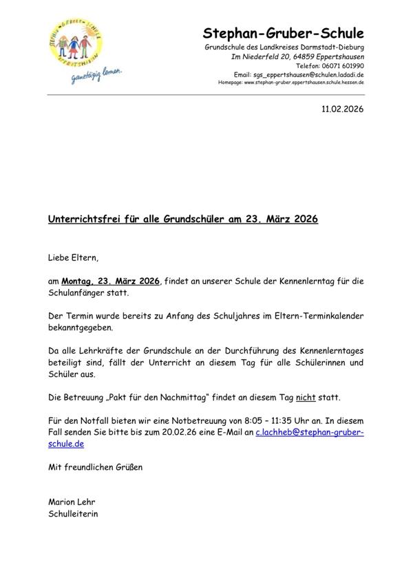 Elternbrief Kennenlerntag 2026