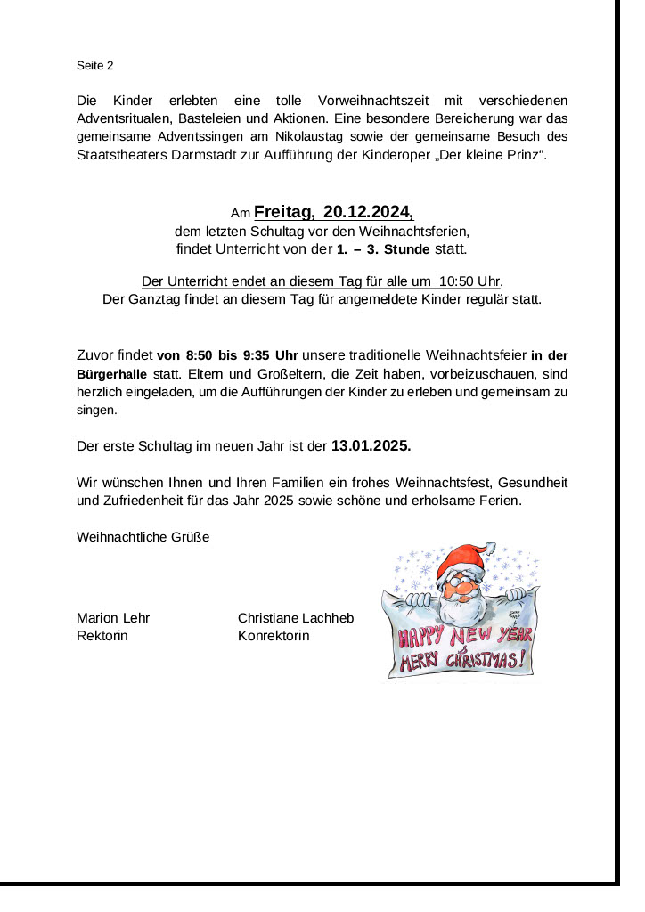 Elternbrief Weihnachtswünsche 2024